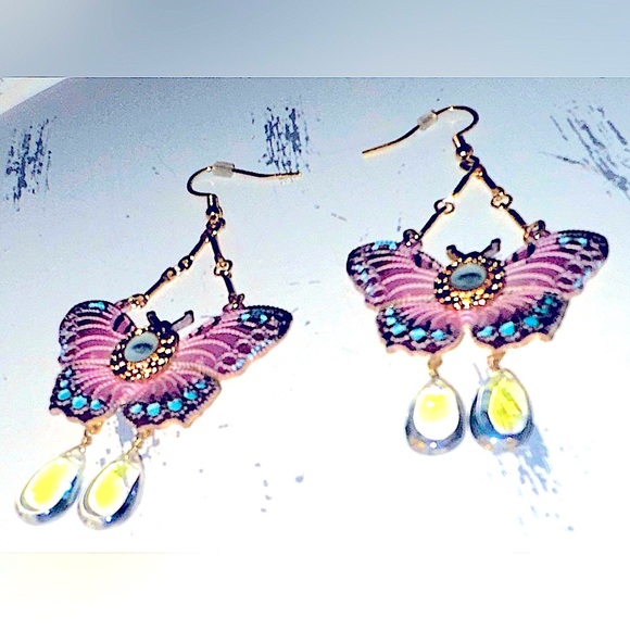 EVIL EYE BUTTERFLY EARRINGS - Picture 5 of 9